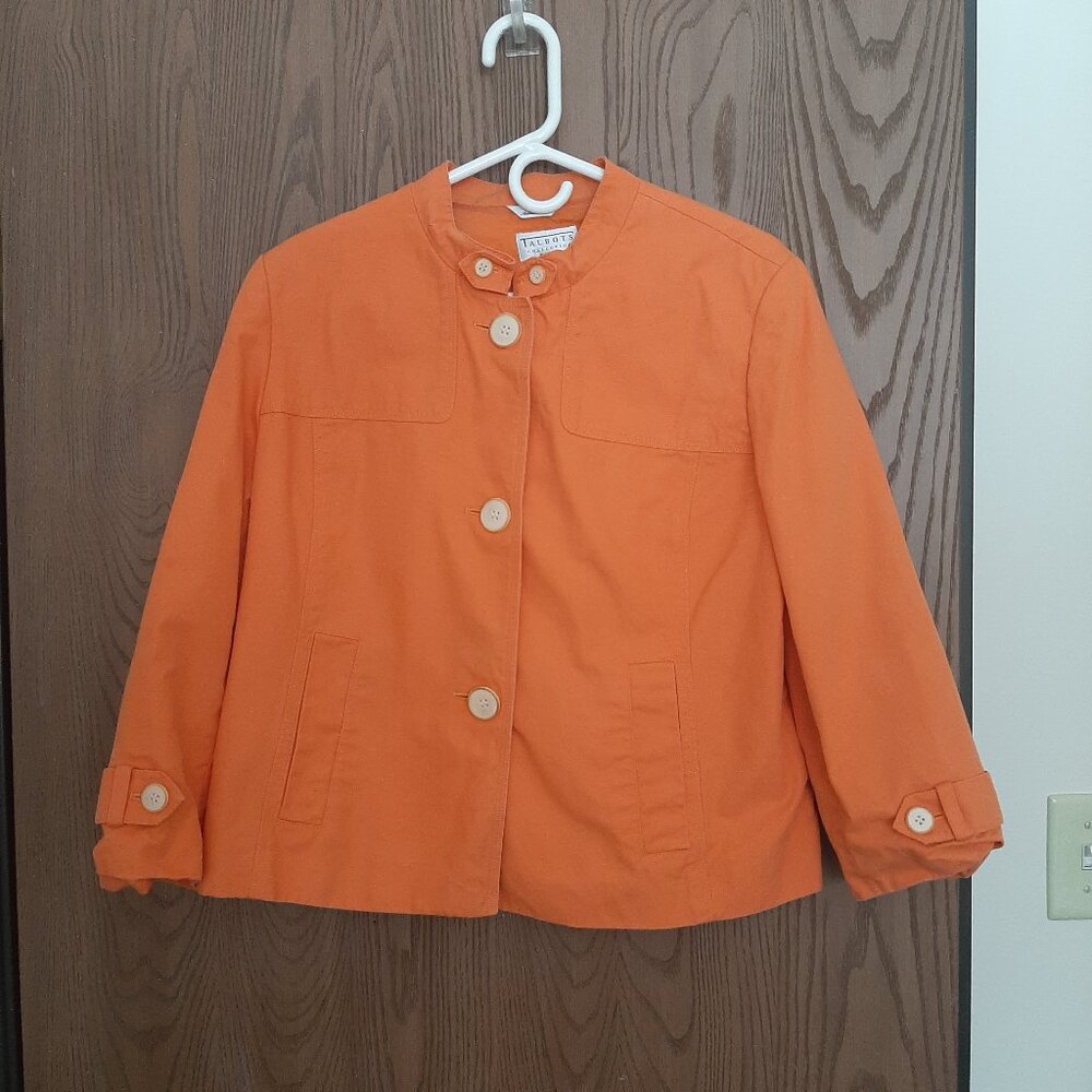 Vintage Talbots Collection Women's Orange Denim Jacket Size 16 Italian Fabric